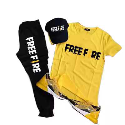 Free fire Yellow & Black Printed Tracksuit